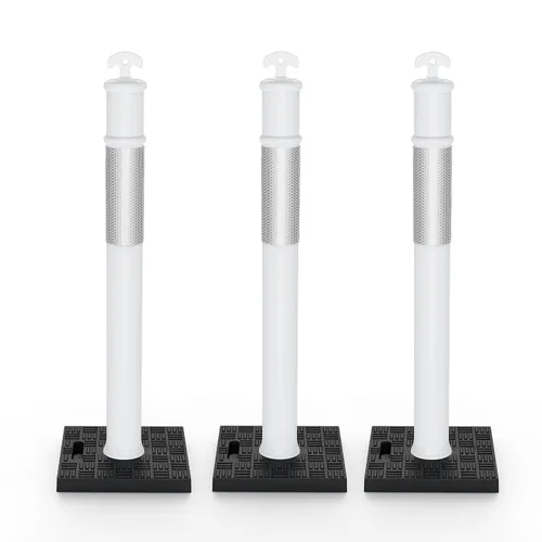 Vista 11 de BATTIFE Poste delineador de 45 pulgadas con base, conos de delineador de tráfico naranja con collar reflectante para práctica de conducción