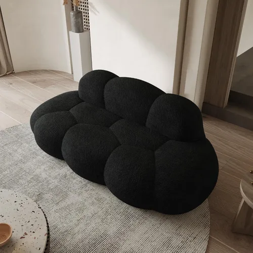 Vista 2 de WJShome Sofá moderno en forma de nube curva de 90 pulgadas para sala de estar, sofá de suelo perezoso, sofá Boucle LoveSeat de 3 plazas, acogedor