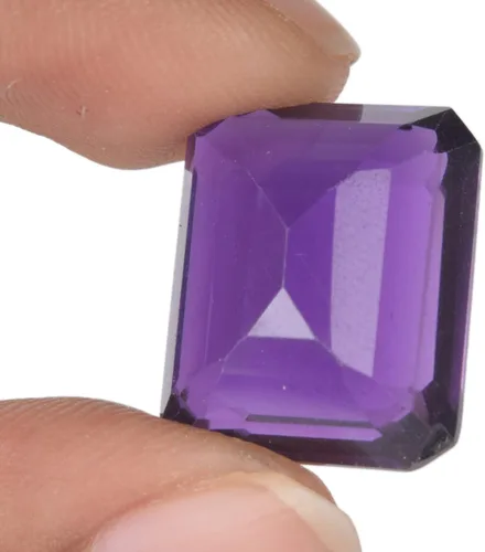 Vista 4 de GEMHUB Tamaño colgante Amatista violeta 19.50 Ct Amatista translúcida Corte Esmeralda Violeta Amatista Piedra preciosa, Gema, Amatista violeta