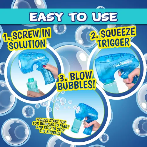 Vista 6 de Lanzador de burbujas iluminado: soplador automático de burbujas para niños, juguete de verano al aire libre y fiesta en la piscina