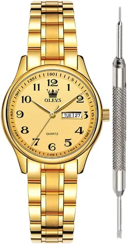 Vista 11 de OLEVS Classic Watches for Women Analog Quartz Watch Stainless Steel Rugged Waterproof Watches Unique Calendar Date Business Wrist Watch