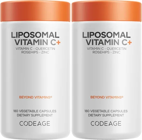 Vista 10 de Codeage - Vitamina C liposomal de 1500 mg con zinc, saúco, bioflavonoides cítricos de pomelo, limón, naranja en polvo, quercetina y escaramujo
