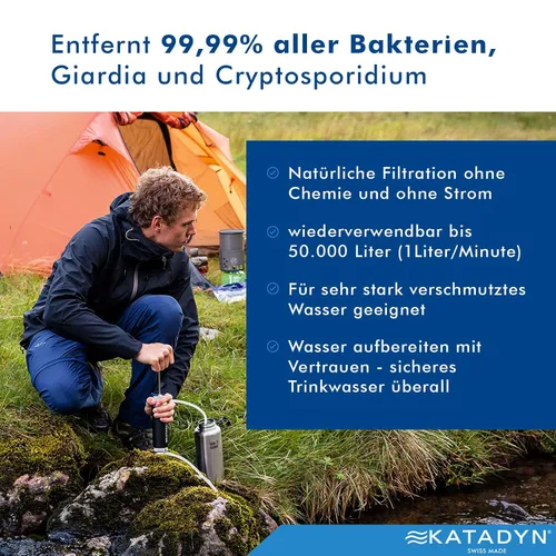 Vista 6 de Katadyn Filtro de agua de bolsillo para mochileros, campamento en grupo y preparación para emergencias Capacidad de 13,000 galones, garantía de 20