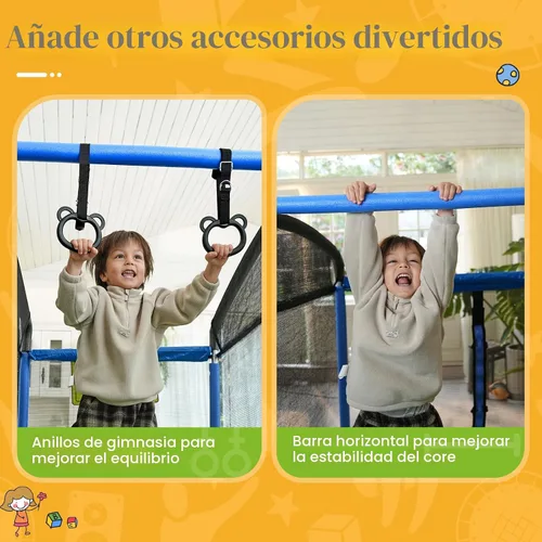 Vista 5 de Zupapa - Cama elástica rectangular de 4x6 pies con silla hamaca, aro de baloncesto y red de seguridad - Cama elástica para interiores y exteriores 5