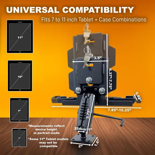 Vista 4 de iBOLT TabDock LockPro 0.984 in (1 pulgada) Bizmount - Soporte de base de taladro industrial resistente con bloqueo de metal para todas las tabletas