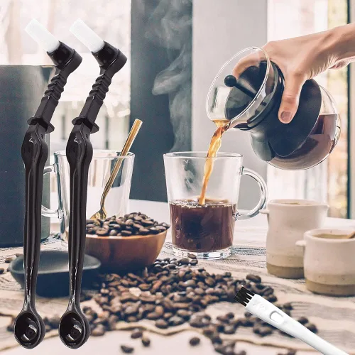 Vista 4 de DXary Juego de 8 cepillos de café profesional para café, incluye molinillo de café de madera, cepillo de limpieza y cepillo de nailon para cafetera