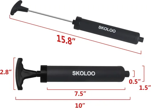 Vista 6 de SKOLOO Kit de inflador de bomba de aire portátil de 10 pulgadas con aguja, boquilla, manguera de extensión para fútbol, baloncesto, fútbol