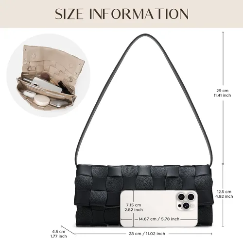 Vista 6 de CHUNLI Bolsos de mano tejidos de noche para mujer, bolso cruzado de poliuretano para noche, eventos formales, boda, fiesta