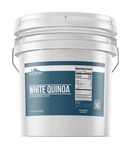 Vista 9 de Earthborn Elements Quinoa blanca, 1 galón, sin gluten, cruda, vegana, empaquetada en un cubo resellable