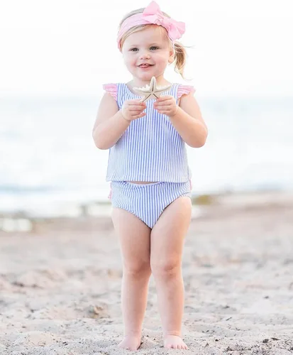 Vista 4 de RuffleButts Traje de baño tankini corto de 2 piezas sin mangas con protección solar UPF50+