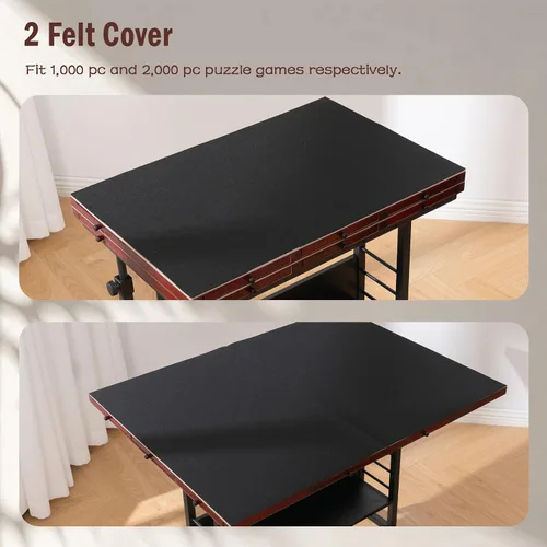 Vista 5 de Tektalk Tabla de rompecabezas plegable de 2000 piezas con ajuste de altura, mesa de rompecabezas con 2 cubiertas de fieltro y 8 bandejas/cajones