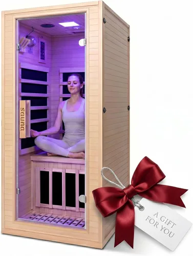 Vista 31 de Sala de sauna de infrarrojo lejano de 1350W para el hogar, sauna de madera canadiense de Hemlock de calentamiento rápido bajo EMF, luz de sauna que