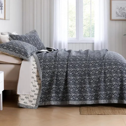 Vista 9 de SahSahCasa Juego de edredón tamaño Queen, juego de ropa de cama 100% algodón, patrón botánico, color liso, elegante, ligero, acolchado para cama
