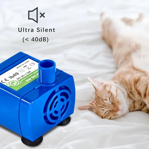 Vista 5 de Bomba de fuente de agua para gatos, bomba de repuesto para fuente de agua para mascotas, motor DR-DC160 para fuente redonda, cúbica, con tapa