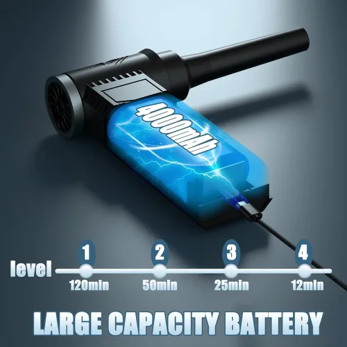 Vista 7 de Meudeen Soplador de Aire Eléctrico Inalámbrico: soplador ajustable de 4 velocidades de alta velocidad de 120,000 RPM, limpiador de polvo con batería