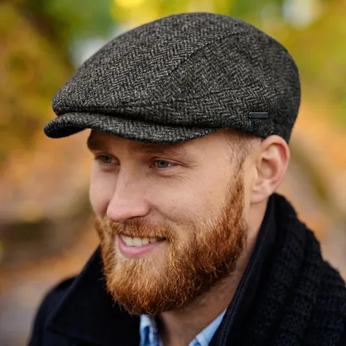 Vista 3 de Biddy Murphy Gorra de conducción de lana irlandesa autoajustable, fabricada Negro (Charcoal Black)