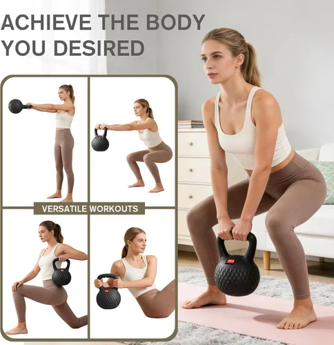 Vista 6 de YIGUO Soft Kettlebell, Kettlebells Cushioned Impact-Resistant Base and Anti-Slip Grip, Strength Training Kettle Bell for Women and Men, Home Workout