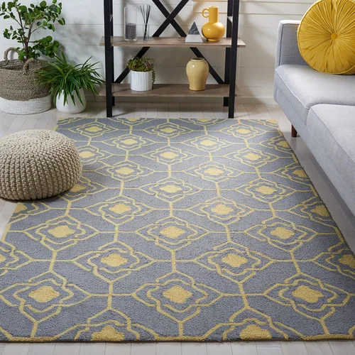 Vista 16 de SAFAVIEH Four Seasons Collection FRS233F FRS233F - Alfombra de pasillo floral con gancho a mano, 2 pies 3 pulgadas x 8 pies, color gris y dorado