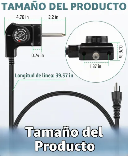 Vista 6 de Cable de sonda de termostato ajustable para fumadores Masterbuild, cable de alimentación con control de termostato para fumadores eléctricos