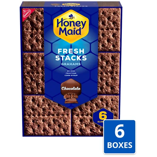 Vista 4 de HONEY MAID Fresh Stacks Galletas Graham de chocolate, 36 paquetes de aperitivos múltiples Bulk Travel Snacks, 8g Whole Grain Per 30g Serving, No