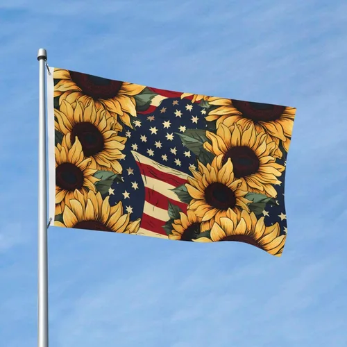 Vista 8 de Bandera estadounidense en la pared impresa de doble cara de 3 x 5 pies, bandera de felicitación del día nacional para jardín, patio, casa