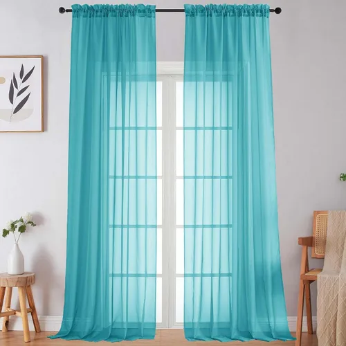 Vista 197 de 2 paneles de cortinas traslúcidas blancas para dormitorio, sala de estar, 96 pulgadas de largo, modernas, suaves, ligeras, con bolsillo para barra