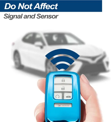 Vista 6 de Compatible con Honda Civic CR-V CR-Z Fit Accord Odyssey Clarity HR-V Insight Passport Pilot Ridgeline Crosstour TPU Funda para Llavero de Auto, Azul