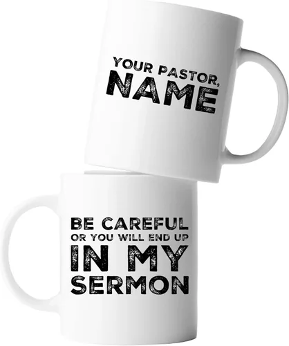 Vista 8 de Regalo de pastor, taza de pastor, sé cuidadoso o terminarás en mi sermón, taza de ministro, apreciación de predicador, ordenación sarcástica, taza