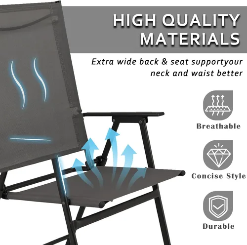 Vista 6 de YLGJ&TIDY Juego de 4 sillas plegables para exteriores, sillas de comedor apilables para exteriores con respaldo, sillas plegables portátiles