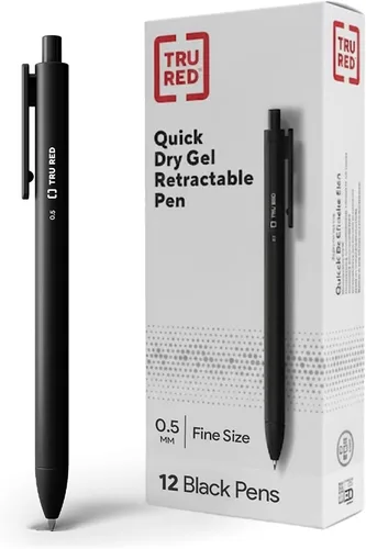Vista 18 de STAPLES TRU RED Bolígrafos de gel retráctiles, punta media de 0.028 in, colores de tinta surtidos, paquete de 5 bolígrafos de secado rápido
