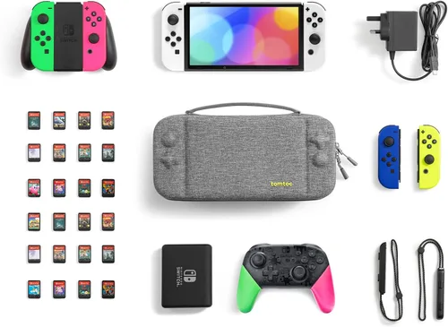 Vista 7 de tomtoc Funda de transporte para Nintendo Switchmodelo OLED, bolsa de viaje grande con bolsillo para controlador Pro, Joy con Grip o adaptador de CA