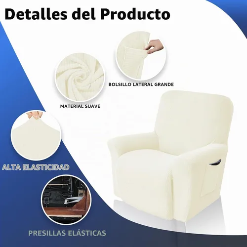 Vista 7 de KEKUOU Fundas para sillón reclinable, fundas para sillón reclinable Lazy Boy, fundas elásticas para sofá, 1 pieza de protector de muebles con parte