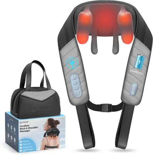 Vista 11 de COMFIER Masajeador de cuello inalámbrico con calor, masajeador de espalda para aliviar el dolor de tejido profundo, masaje Shiatsu 3D de cuello