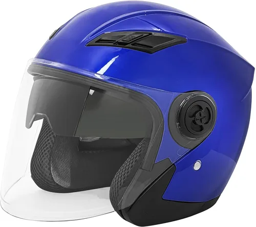 Vista 12 de Casco de motocicleta con cara abierta SanQing, 3/4, para adultos, con media cara, para moto-scooter, motorista, hombres y mujeres, aprobado por