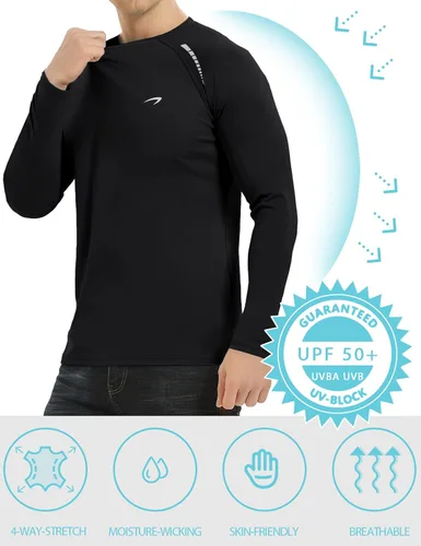 Vista 5 de Men's UPF 50+ Sun Protection Shirts Long Sleeve Dry Fit SPF Outdoor T-Shirts Hiking Running Fishing Swim Athletic Workout