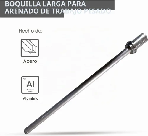 Vista 6 de LE LEMATEC Profesional Pistola de Chorro de Arena con Anexo de Boquilla Larga - Punta de Arenado de Precisión Definitiva para Compresores de Aire