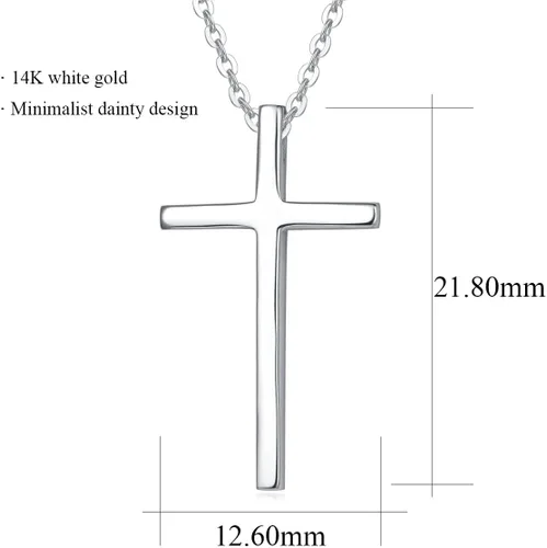 Vista 4 de Carleen Collar con colgante de cruz de crucifijo pequeño de oro blanco y amarillo de 14 quilates, joyería fina, regalo fiel del día de San Valentín