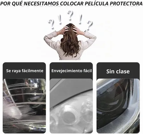 Vista 7 de Película de tinte de luz de automóvil de 12 x 48 pulgadas, protector de vinilo cortable y elástico, calcomanías autoadhesivas que no dejan marcas