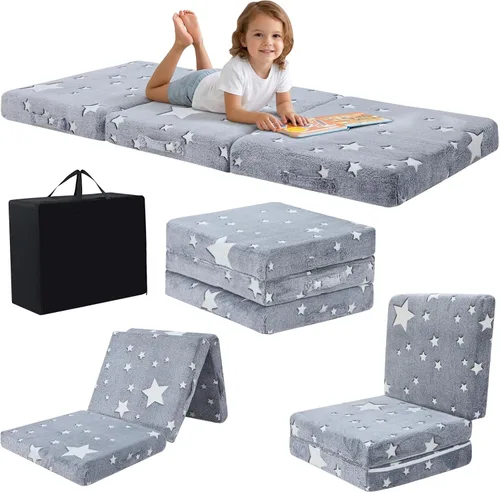 Vista 11 de MeMoreCool Colchón plegable de suelo para niños, tapete para siesta de suelo para dormir, guardería, cama plegable para niños pequeños, colchón