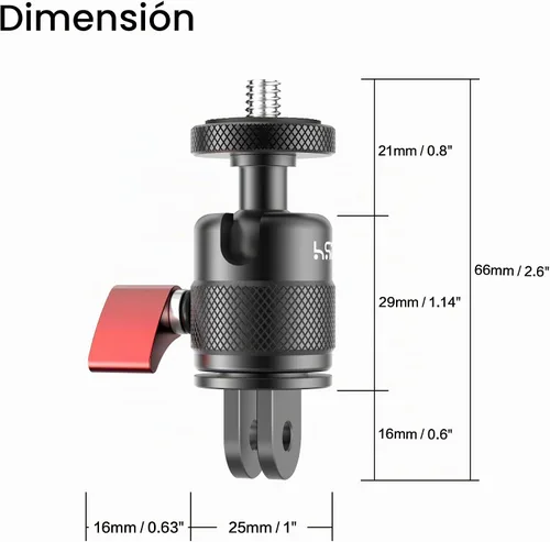 Vista 6 de HSU Montaje vertical para GoPro, adaptador de dirección de aluminio de 90