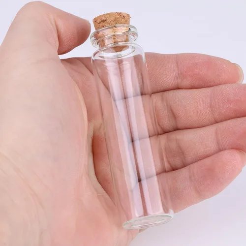 Vista 2 de MaxMau Botellas de vidrio pequeñas de 0.7 fl oz, pequeños frascos de vidrio, frascos con tapones de corcho, botellas de mensaje, botella de deseos