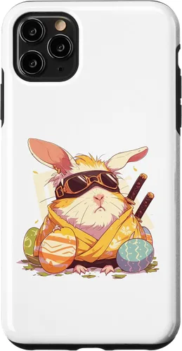 Vista 11 de iPhone 15 coloridos huevos de Pascua caza Ninja conejillo de indias con orejas de conejo