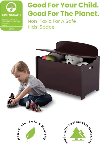 Vista 2 de Delta Children MySize - Escritorio con silla con compartimento de almacenamiento + caja de juguetes MySize Deluxe, chocolate oscuro (paquete)