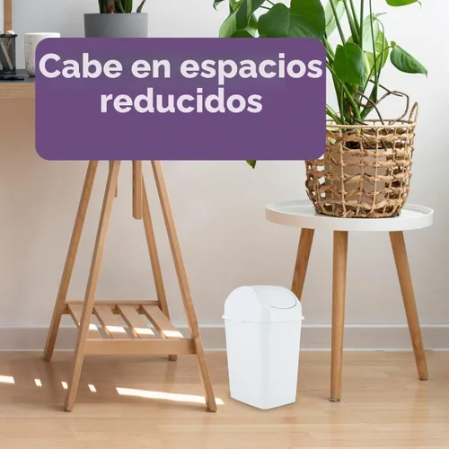 Vista 3 de Superio Mini tacho de basura de escritorio con tapa superior giratoria, contenedor de basura portátil de plástico para encimera, escritorio