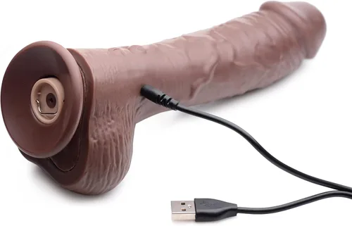 Vista 4 de Consolador Vibrador Squirting de 8 Pulgadas con Control Remoto - Oscuro