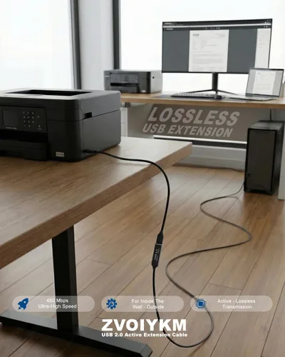 Vista 2 de Cable de extensión activo USB 2.0 de 50 pies, 2 amplificadores de señal, 480 Mbps