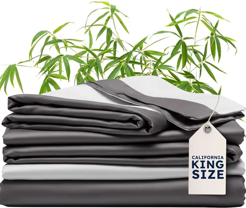Vista 12 de Wooflinen Juego de sábanas y funda de edredón 100% viscosa derivada de bambú, sábanas de seda suaves al tacto - Ropa de cama de dos tonos