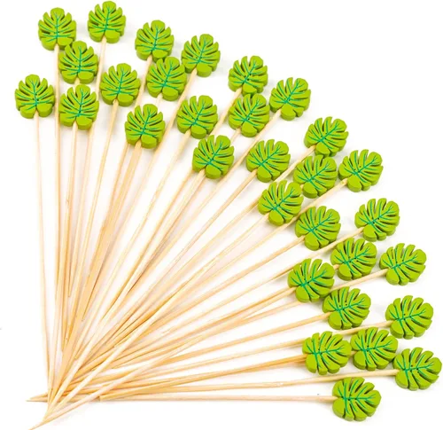 Vista 34 de PuTwo palillos de cóctel hechos a mano 300 unidades palillos de cóctel de bambú natural con cuentas cúbicas en los extremos, ecológicos, pinchos