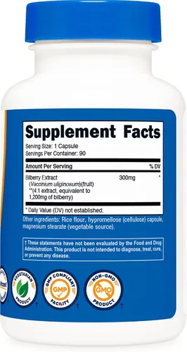Vista 5 de Nutricost Extracto de arándano 90 cápsulas para 90 porciones, sin gluten