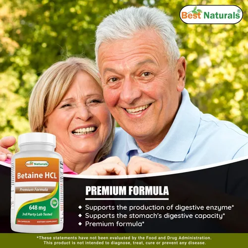 Vista 4 de Best Naturals Betaína HCL 648 mg y extracto de Ashwagandha 500 mg